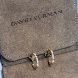 David Yurman Gold Pavé Hoop Earrings